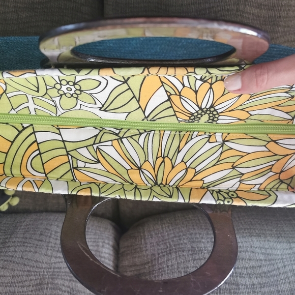 RETRO semi circular embroidered wicker straw bag giannetti - Picture 4 of 14